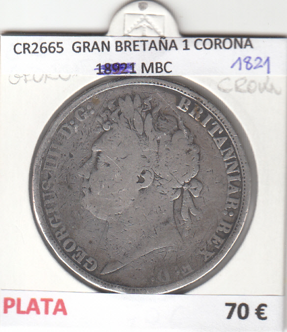 CR2665 MONEDA GRAN BRETAÑA 1 CORONA 18921 MBC