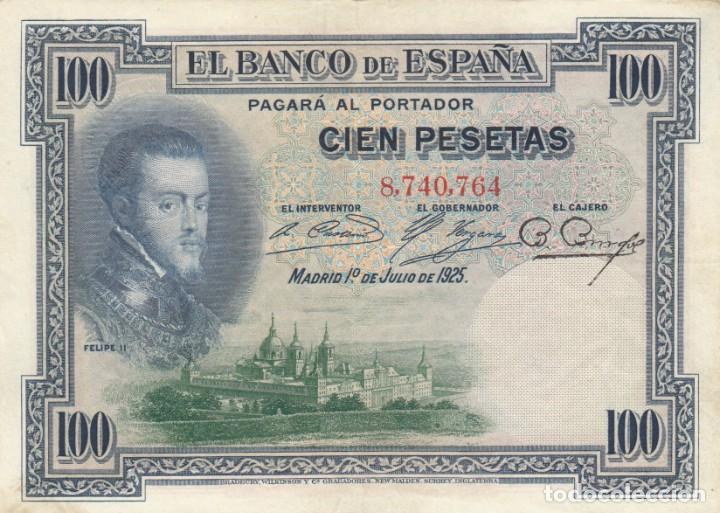 BILLETE ESPAÑA 100 PESETAS 1925 SELLO EN SECO GOB. PROV.