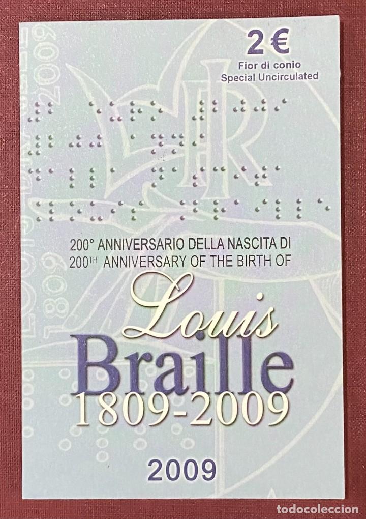 CARTERA ITALIA MONEDA 2 EUROS LOUIS BRAILLE 2009