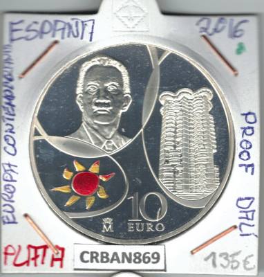 CRBAN869 MONEDA ESPAÑA 10 EURO DALI  PLATA PROOF 2016