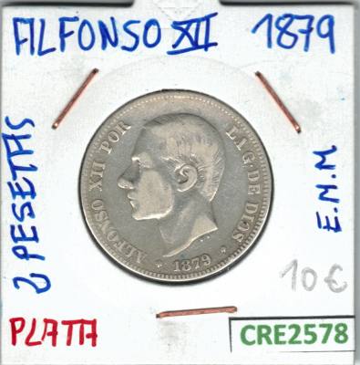 CRE2578 MONEDA 2 PTAS ALFONSO XII PLATA 1879