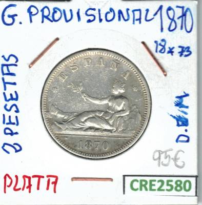 CRE2580 MONEDA 2 PTAS GOBIERNO PROVISIONAL PLATA 1870