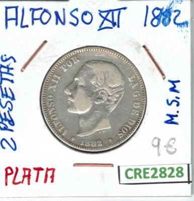CRE2828 MONEDA 2 PTAS ALFONSO XII PLATA 1882