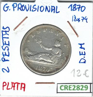 CRE2829 MONEDA 2 PTAS GOBIERNO PROVISIONAL PLATA 1870