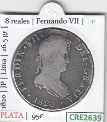 CRE2639 MONEDA ESPAÑA 8 REALES LIMA FERNANDO VII 1820