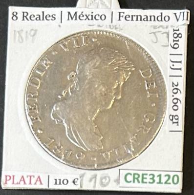 CRE3120 MONEDA ESPAÑA 8 REALES MEXICO FERNANDO VII 1819 MBC-