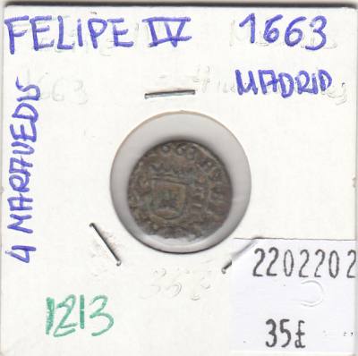 CRE1213 4 MARAVEDIS FELIPE IV 1663 MADRID
