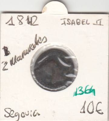 CRE1364 MONEDA ESPAÑA ISABEL II 2 MARAVEDIES 1842 SEGOVIA