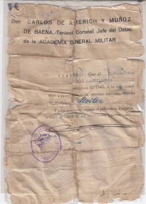 DOCUMENTO MILITAR AÑO 1946