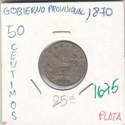 CRE1675 MONEDA ESPAÑA 50 CENTIMOS PLATA 1870
