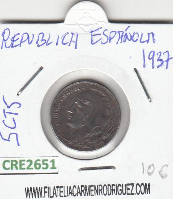 CRE2651 MONEDA ESPAÑA II REPUBLICA 5 CENTIMOS 1937 