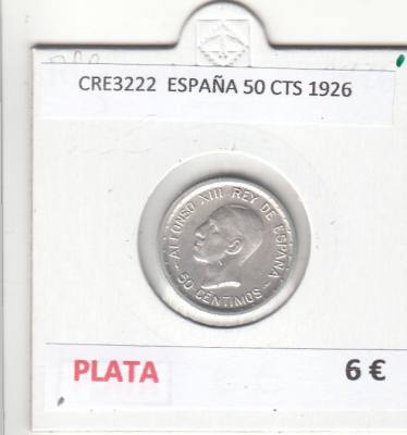 CRE3222 MONEDA ESPAÑA 50 CENTIMOS 1926 PLATA