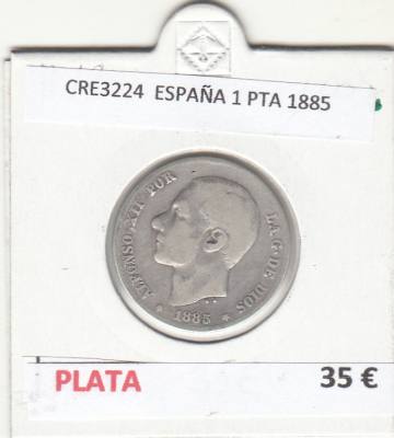 CRE3224 MONEDA ESPAÑA 1 PESETA 1885 PLATA
