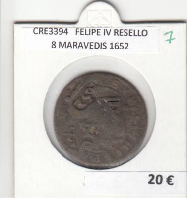 CRE3394 MONEDA ESPAÑA FELIPE IV RESELLO 8 MARAVEDIS 1652