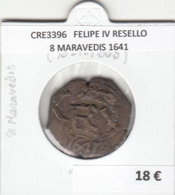CRE3396 MONEDA ESPAÑA FELIPE IV RESELLO 8 MARAVEDIS 1641