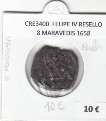 CRE3400 MONEDA ESPAÑA FELIPE IV RESELLO 8 MARAVEDIS 1658