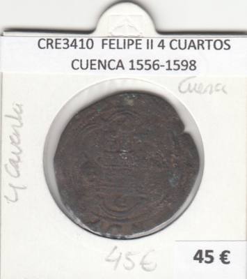 CRE3410 MONEDA ESPAÑA FELIPE II 4 CUARTOS CUENCA 1556-1598