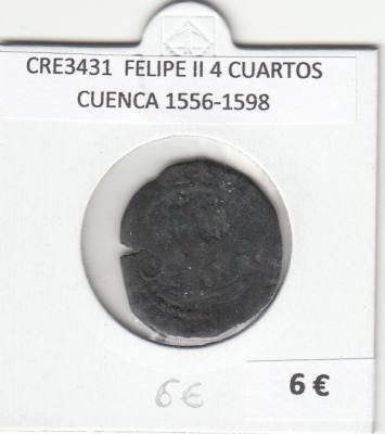 CRE3431 MONEDA ESPAÑA FELIPE II 4 CUARTOS CUENCA 1556-1598