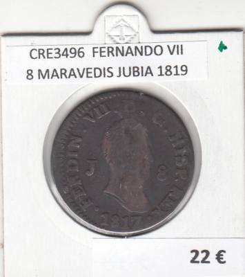 CRE3496 MONEDA ESPAÑA FERNANDO VII 8 MARAVEDIS JUBIA 1819