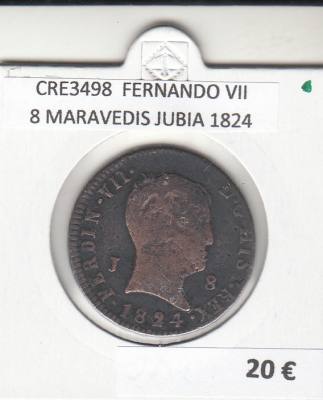 CRE3498 MONEDA ESPAÑA FERNANDO VII 8 MARAVEDIS JUBIA 1824