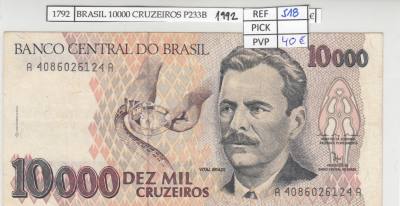 BILLETE BRASIL 10.000 CRUZEIROS 1792 P-233b N01792