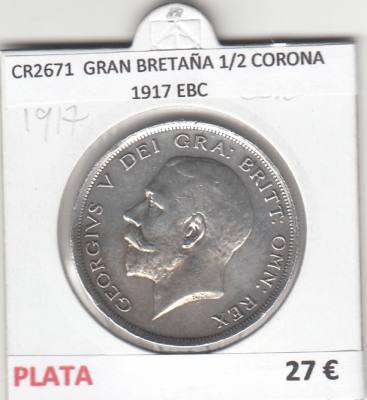 CR2671 MONEDA GRAN BRETAÑA 1/2 CORONA 1917 EBC