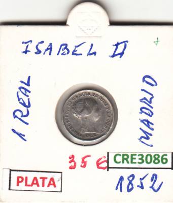 CRE3086 MONEDA ESPAÑA ISABEL II 1 REAL 1852 MADRID PLATA EBC