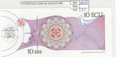 BILLETE ESPAÑA EXPO 92 10 ECUS 1992 E-1