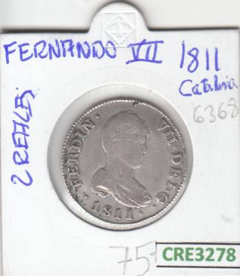 CRE3278 MONEDA ESPAÑA FERNANDO VII 2 REALES 1811 CALABRIA BC