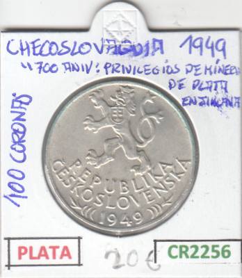 CR2256 MONEDA CHECSLOVAQUIA 100 CORONAS 1949 PLATA EBC