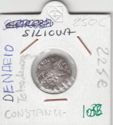 CRE1032 Siliqua Treveris Graciano/Roma sujetando a Victoria en orbe 375-378