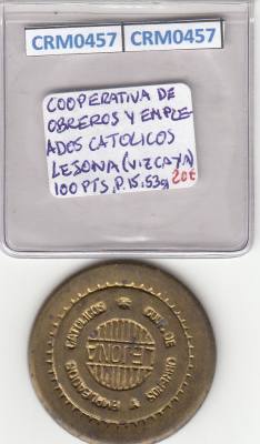 CRM0457 FICHA COOP DE OBREROS Y EMPLEADOS CATOLICOS 100 PESETAS 