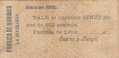 CRBL0172 VALE DE 1912 POR 800 GRAMOS DE HARINA MBC