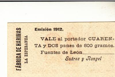 CRBL0173 VALE DE 1912 POR 800 GRAMOS DE HARINA EBC