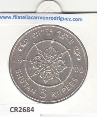 CR2684 MONEDA BHUTAN 3 RUPIAS 1952 EBC