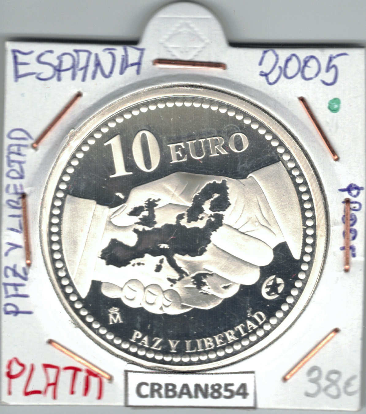 CRBAN854 MONEDA ESPAÑA 10 EURO PAZ Y LIBERTAD PLATA PROOF 2005
