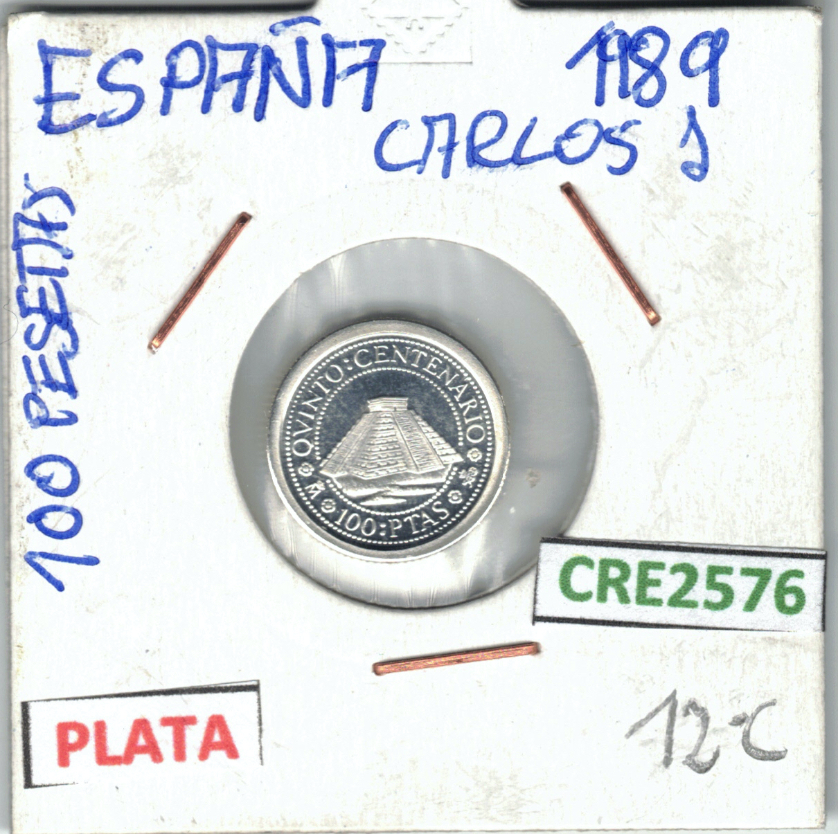 CRE2576 MONEDA 100 PESETAS ESPAÑA JUAN CARLOS I PLATA 1989
