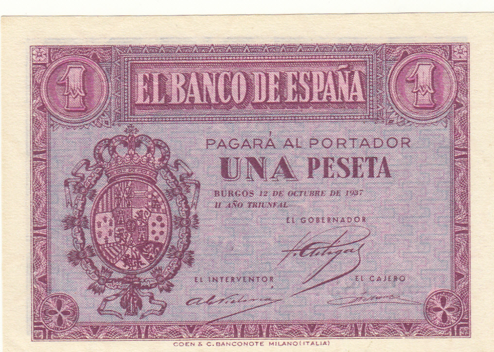 CRBS0993 BILLETE ESPAÑA 1 PESETA 1937 SIN CIRCULAR