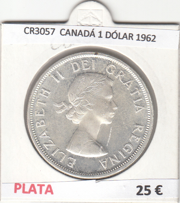 CR3057 MONEDA CANADA 1 DOLAR 1962 BC PLATA