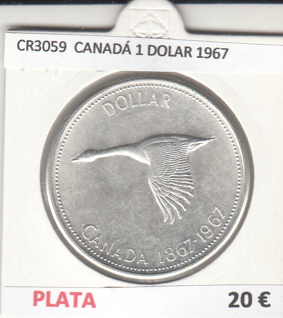 CR3059 MONEDA CANADA 1 DOLAR 1967 MBC PLATA