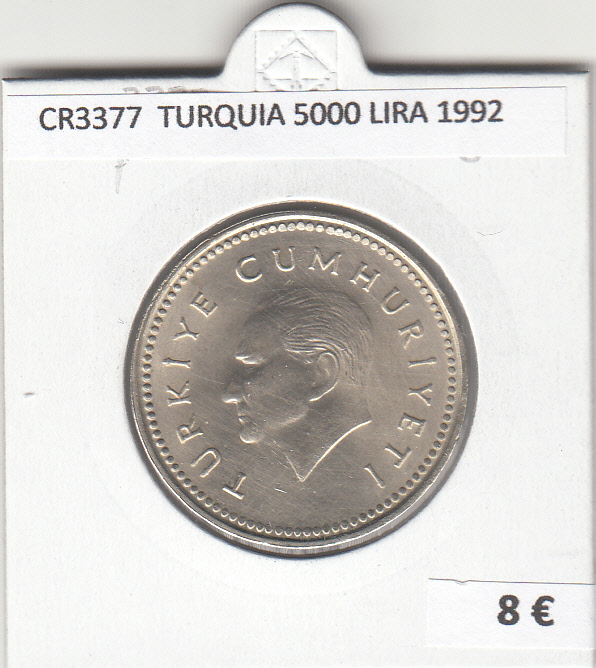 CR3377 MONEDA TURQUIA 5000 LIRA 1992 MBC