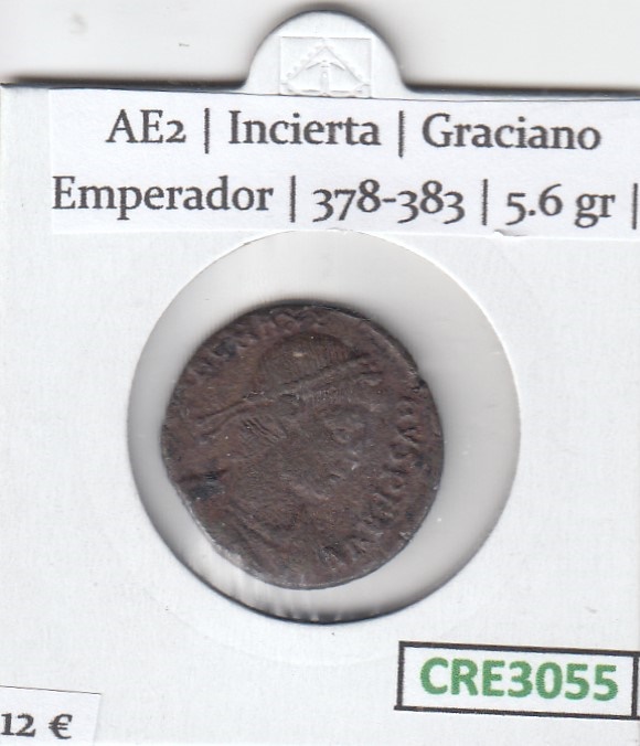 CRE3055 MONEDA ROMANA AE2 CECA INCIERTA GRACIANO EMPERADOR 378-383