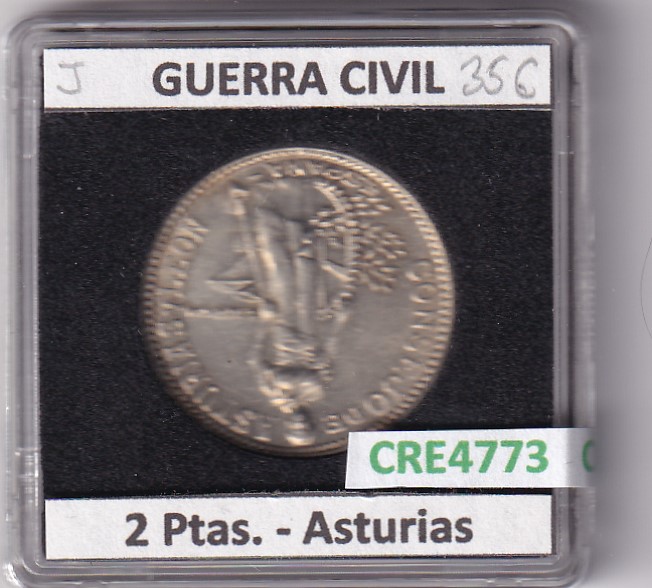 CRE4773 MONEDA ESPAÑA GUERRA CIVIL 2 PESETAS ASTURIAS