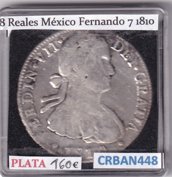 CRBAN448 MONEDA ESPAÑA FERNANDO VII 8 REALES 1810 MEXICO RESELLO CHINO