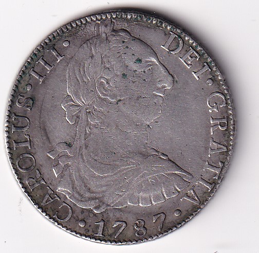 CRBAN951 MONEDA ESPAÑA CARLOS III 8 REALES 1787 MEXICO FM 26,7 GR PLATA