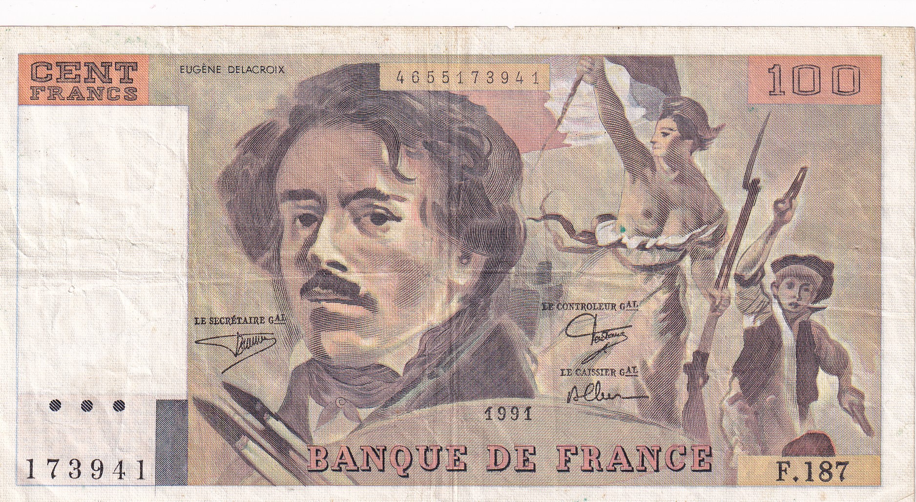 CRBX1469 BILLETE FRANCIA 100 FRANCOS 1991 BC