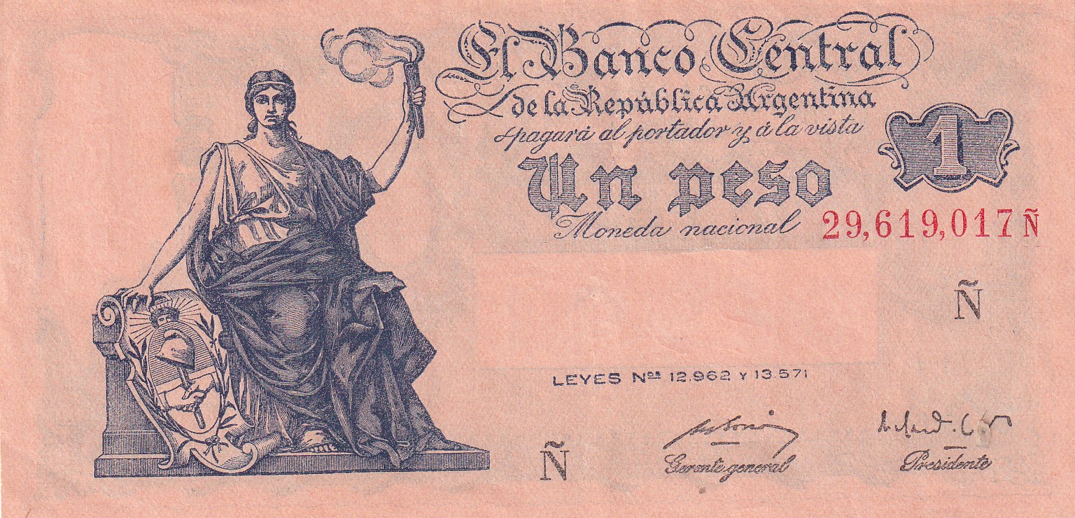 CRBX2605 BILLETE ARGENTINA 1 PESO MBC