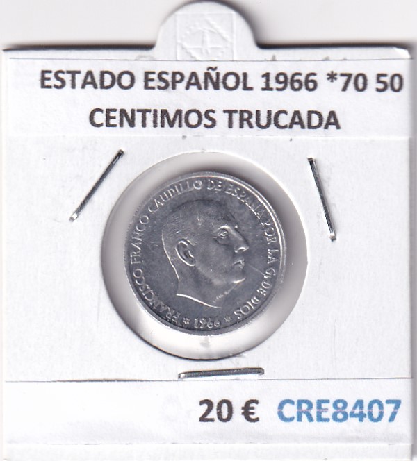 CRE8407 MONEDA ESTADO ESPAÑOL 1966 *70 50 CENTIMOS TRUCADA