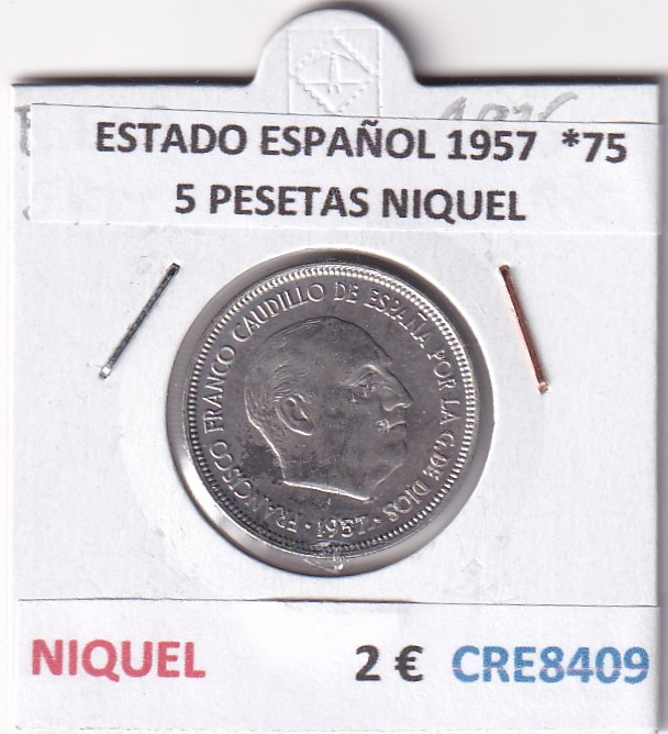 CRE8409 MONEDA ESTADO ESPAÑOL 1957  *75 5 PESETAS NIQUEL