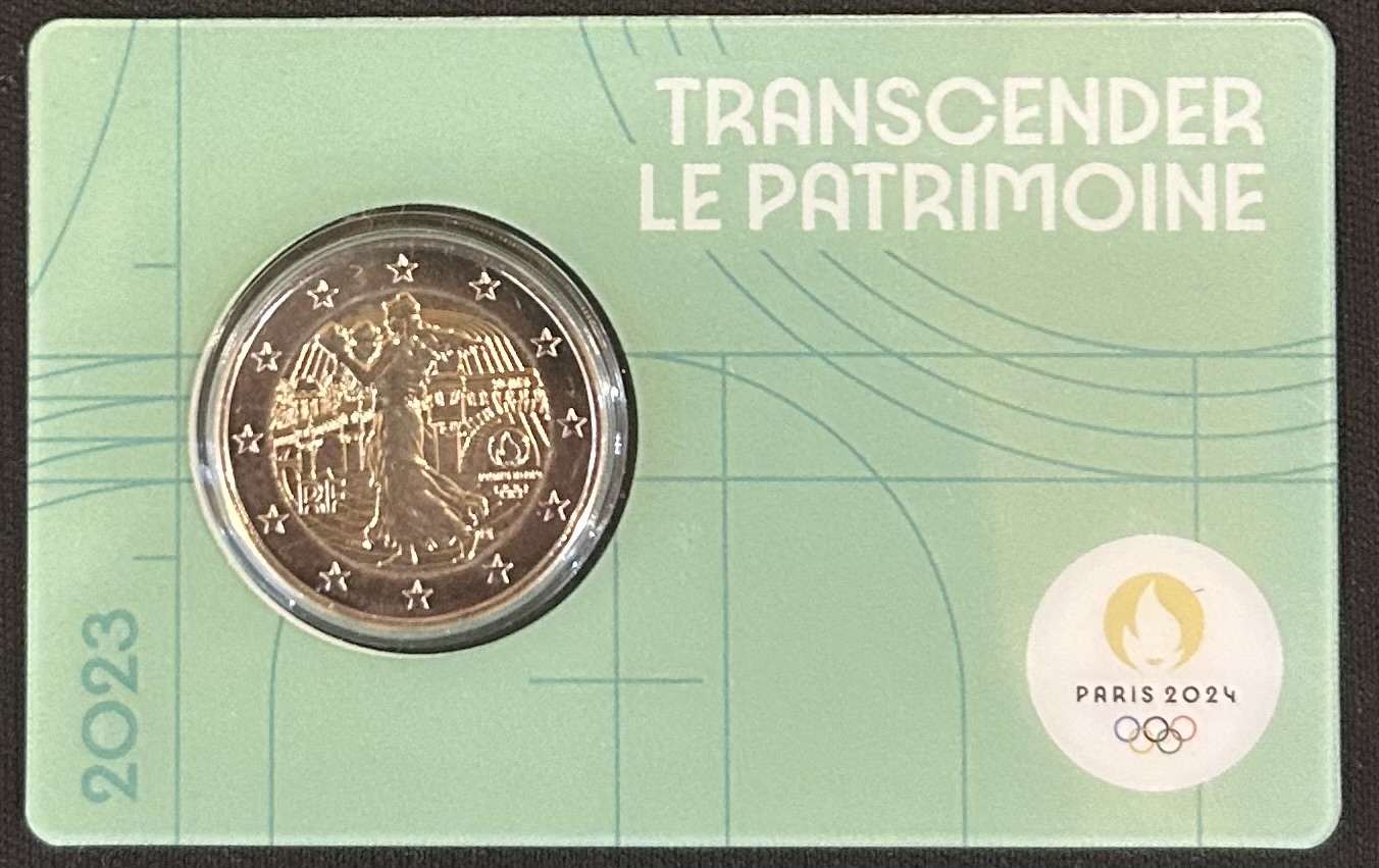 HEUR0643 MONEDA FRANCIA 2 EUROS 2023 (JJOO París 2024) Color verde COIN CARD